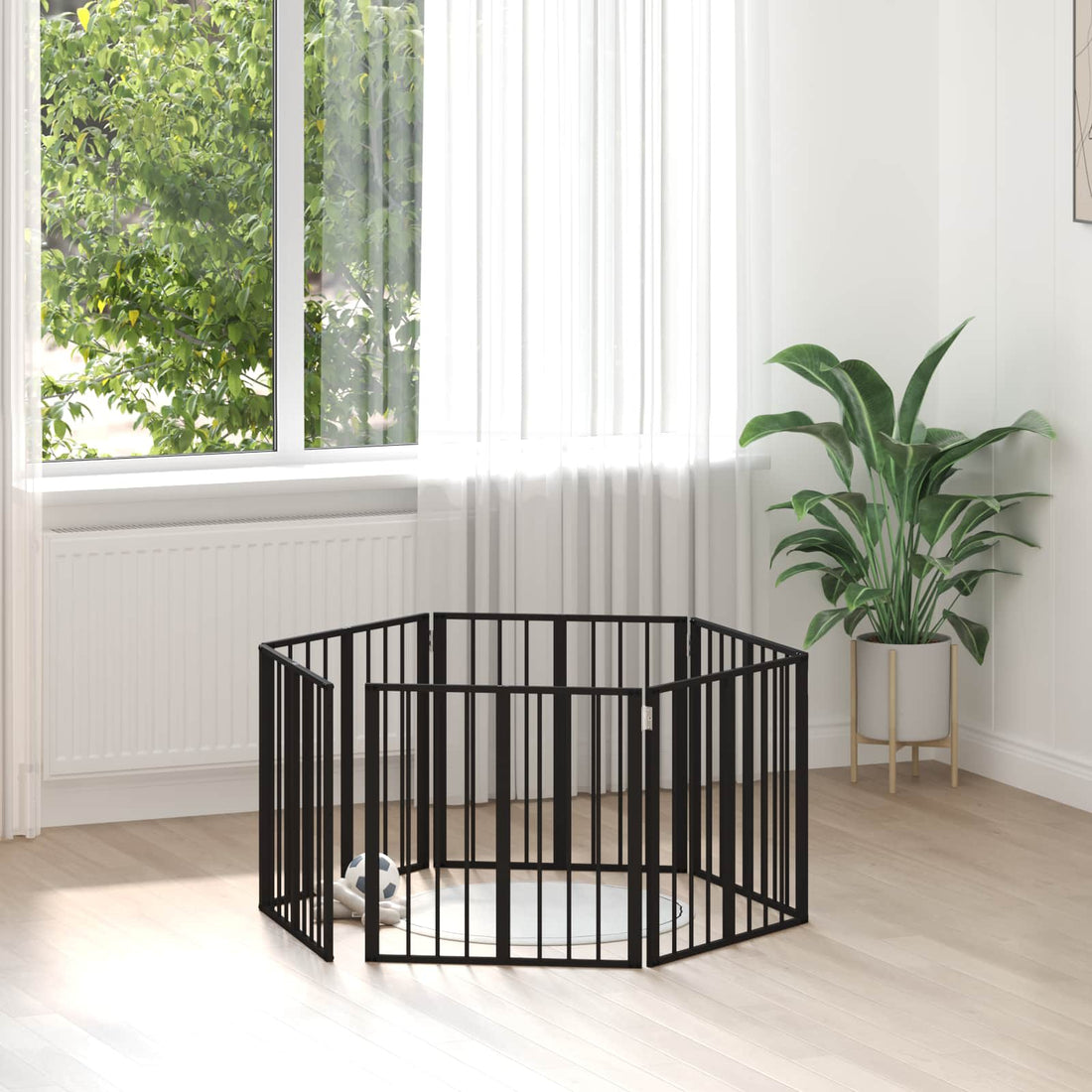 vidaXL Puerta para perros 6 uds. Negro 60 x 60 cm Acero Galvanizado