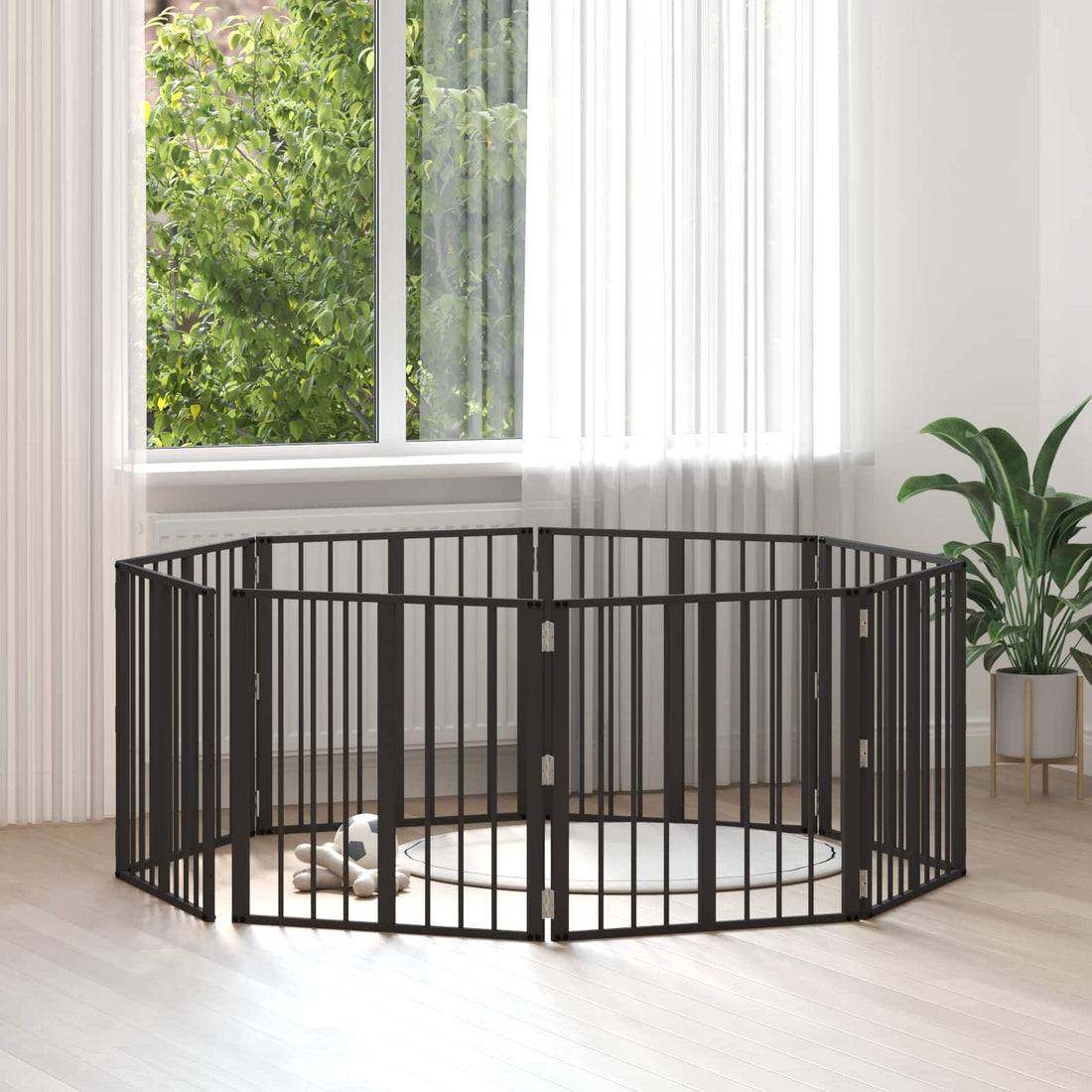 vidaXL Puerta para perros 8 uds. Negro 60 x 60 cm Acero Galvanizado