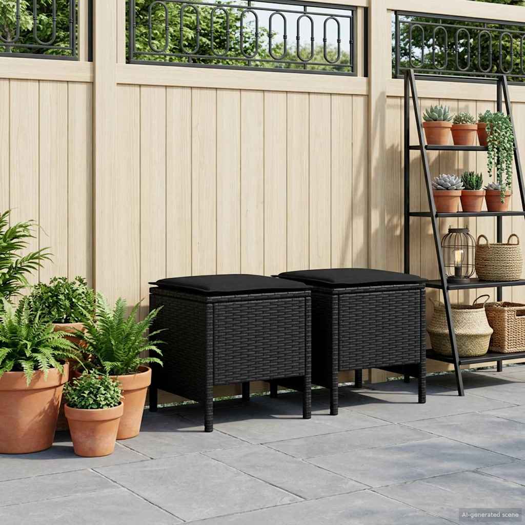vidaXL 2 uds. Reposapiés de Jardín Ratán sintético Negro