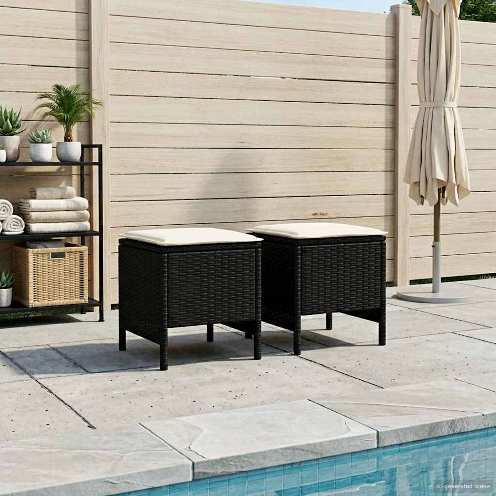 vidaXL 2 uds. Reposapiés de Jardín Ratán sintético Negro y crema