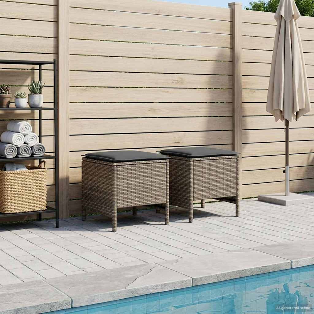 vidaXL 2 uds. Reposapiés de Jardín Ratán sintético Gris y Gris Oscuro