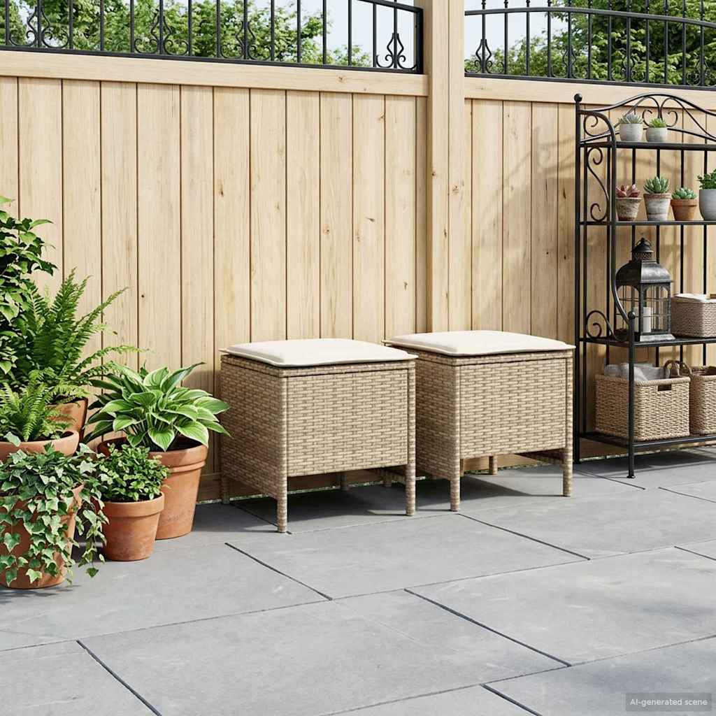 vidaXL 2 uds. Reposapiés de Jardín Ratán sintético Beige y Crema