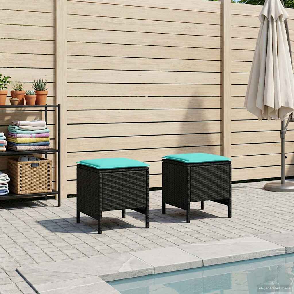 vidaXL 2 uds. Reposapiés de Jardín Ratán sintético Negro y Turquesa