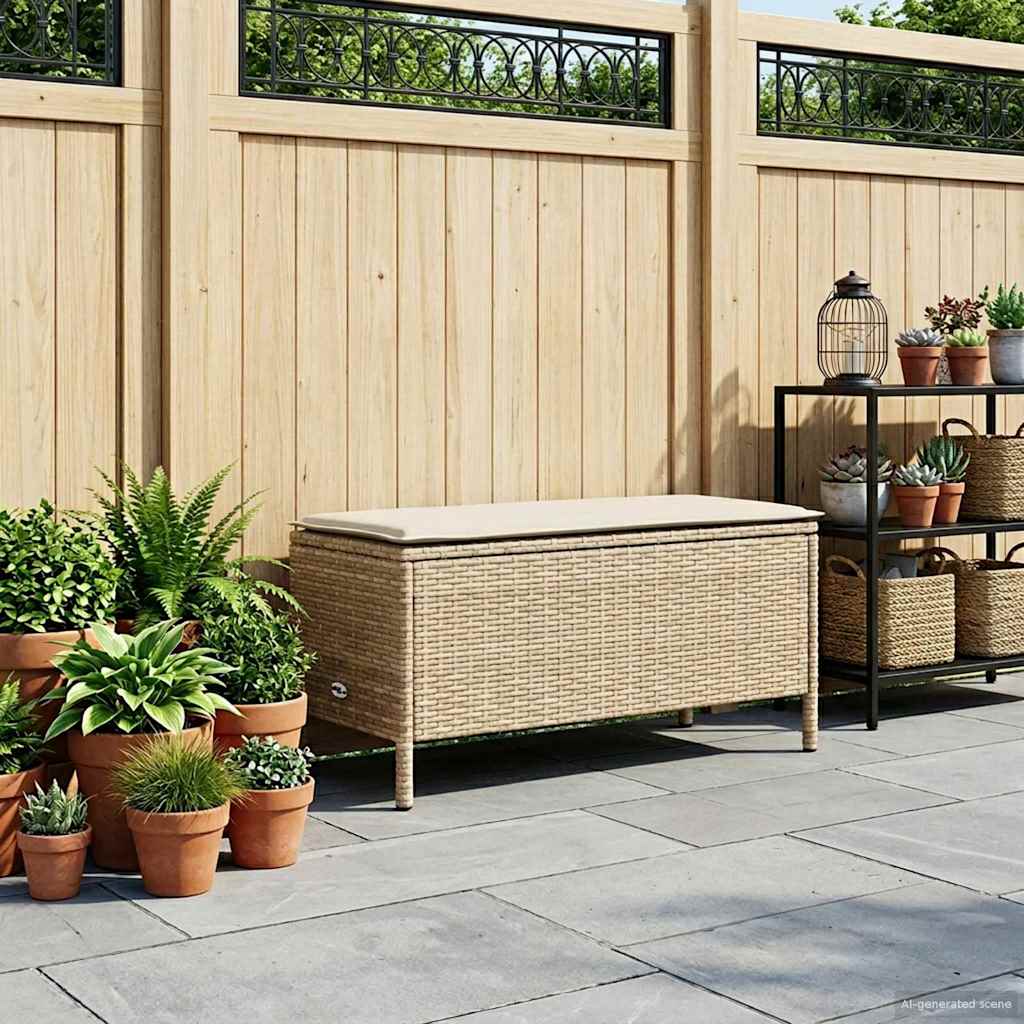 vidaXL Reposapiés de Jardín con almohada Beige y Crema 80 x 38 x 42 cm