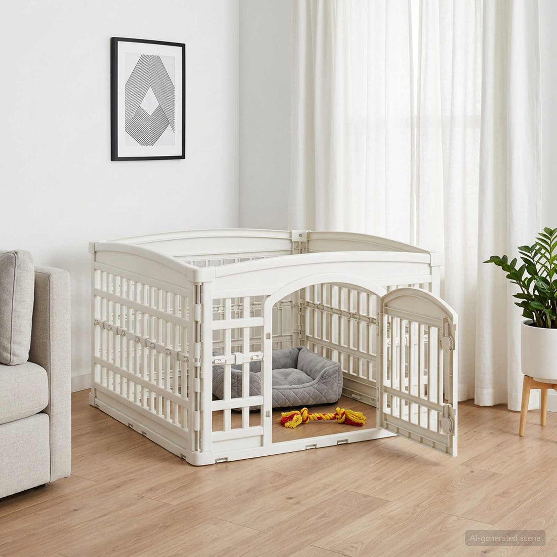 vidaXL Parque para Perros de 4 Paneles 88 x 88 x 56 cm Plástico Blanco
