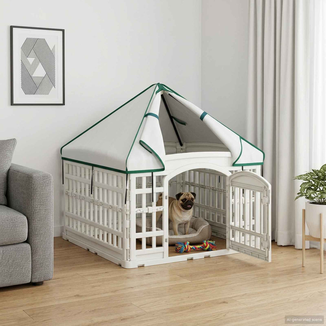 vidaXL Ejercicio de perro de 4 paneles con techo 88 x 88 x 112 cm