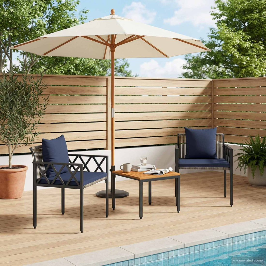 vidaXL Juego de muebles de exterior 3 uds. Gris y azul marino