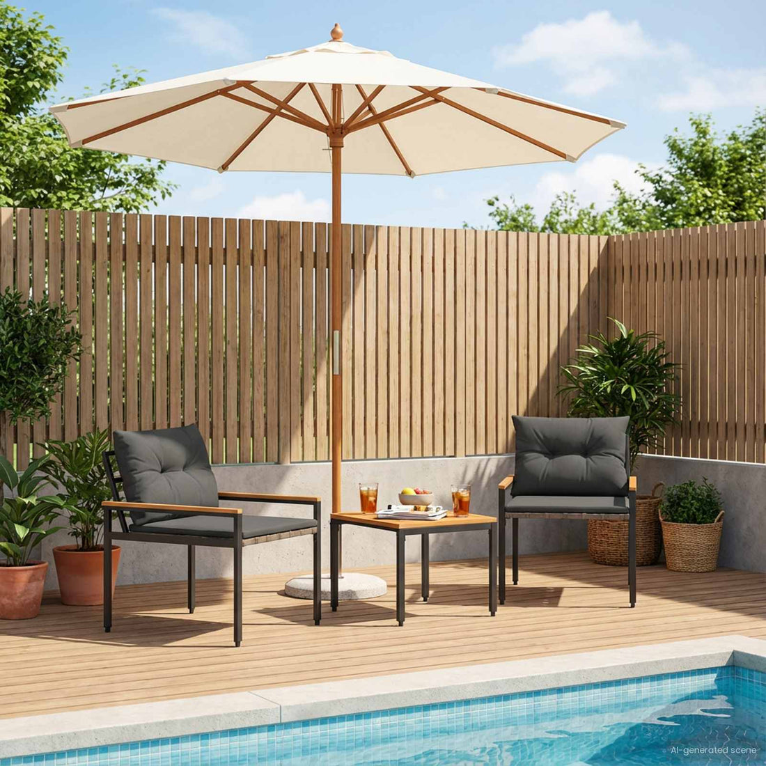 vidaXL Juego de muebles de exterior 3 uds. Gris oscuro ratán sintético