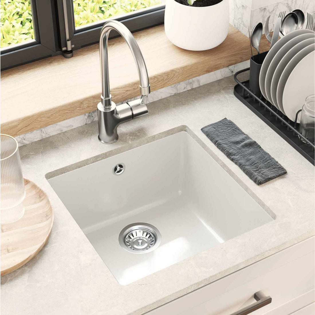 vidaXL Lavabo 80% Cuarzo y 20% Resina 430 x 460 mm