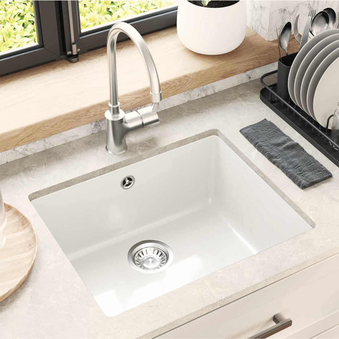 vidaXL Lavabo 80% Cuarzo y 20% Resina 530 x 460 mm