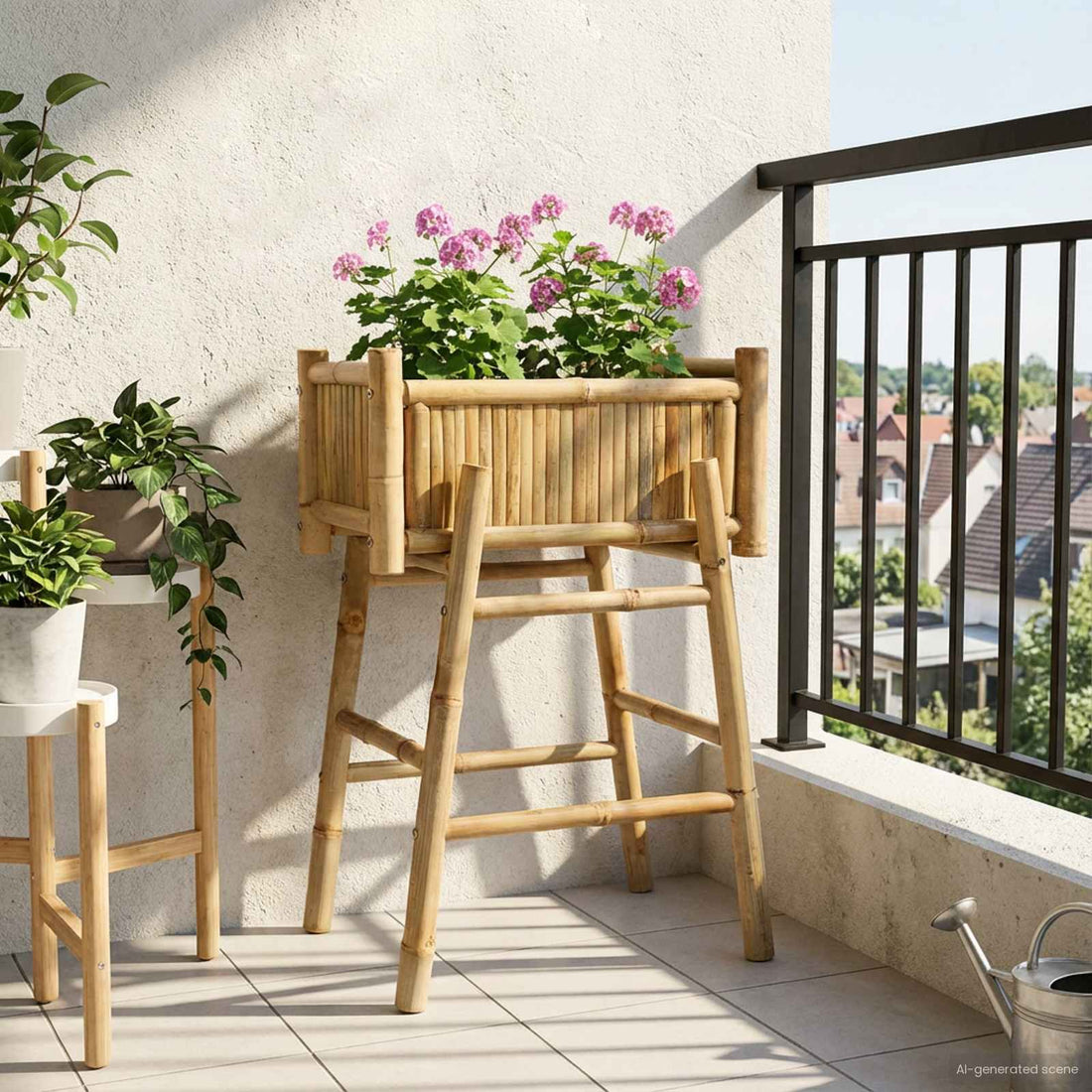 vidaXL Jardín Macetero Con Soporte Natural 50 x 38 x 74 cm Bambú