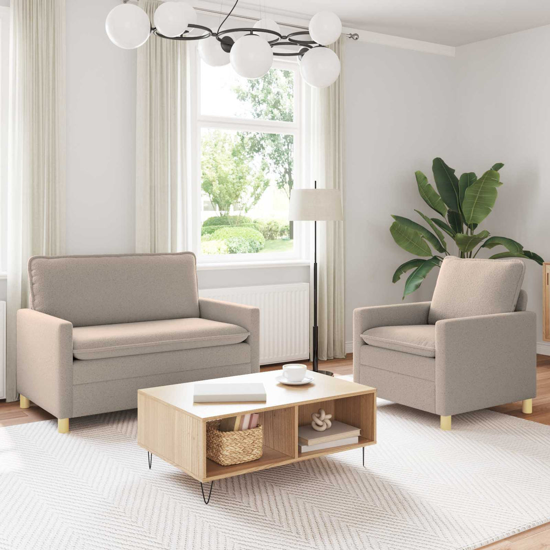 vidaXL Juego de Sofá 2 uds. Gris Claro Tela