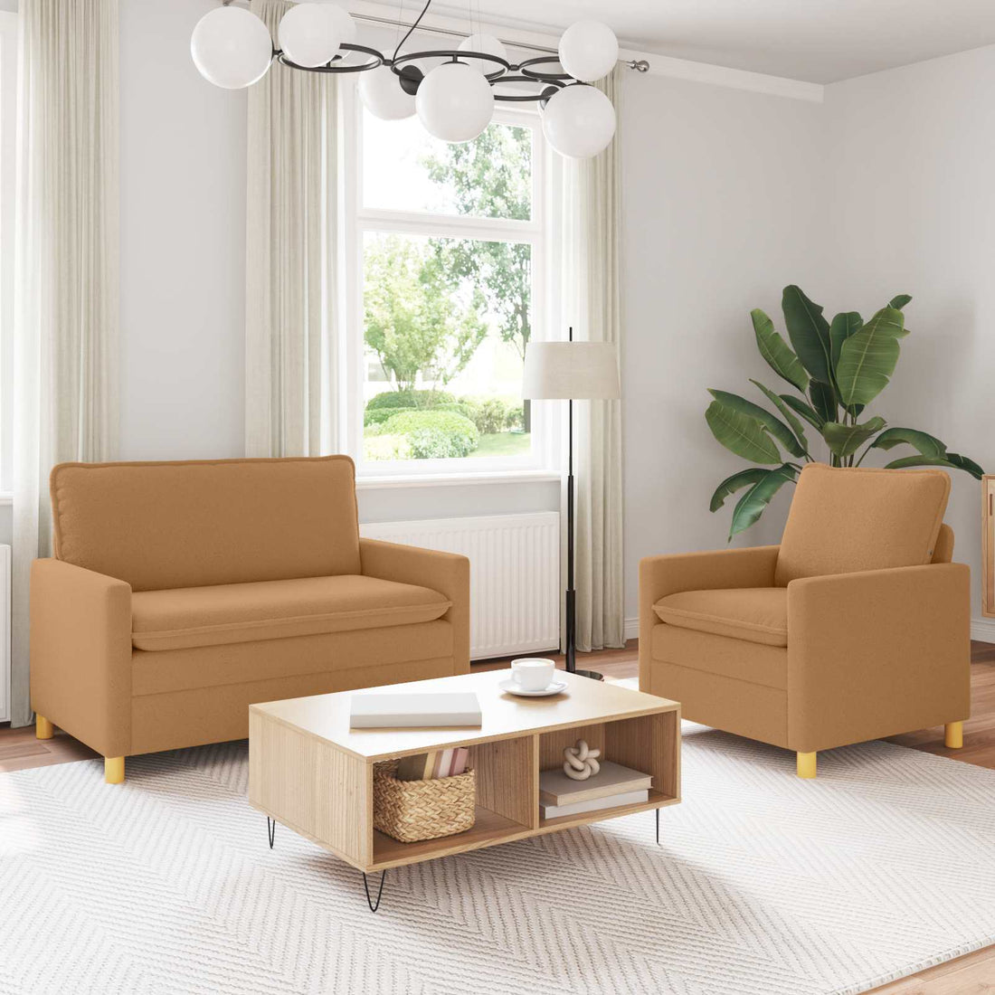 vidaXL Juego de Sofá 2 uds. Beige Tela