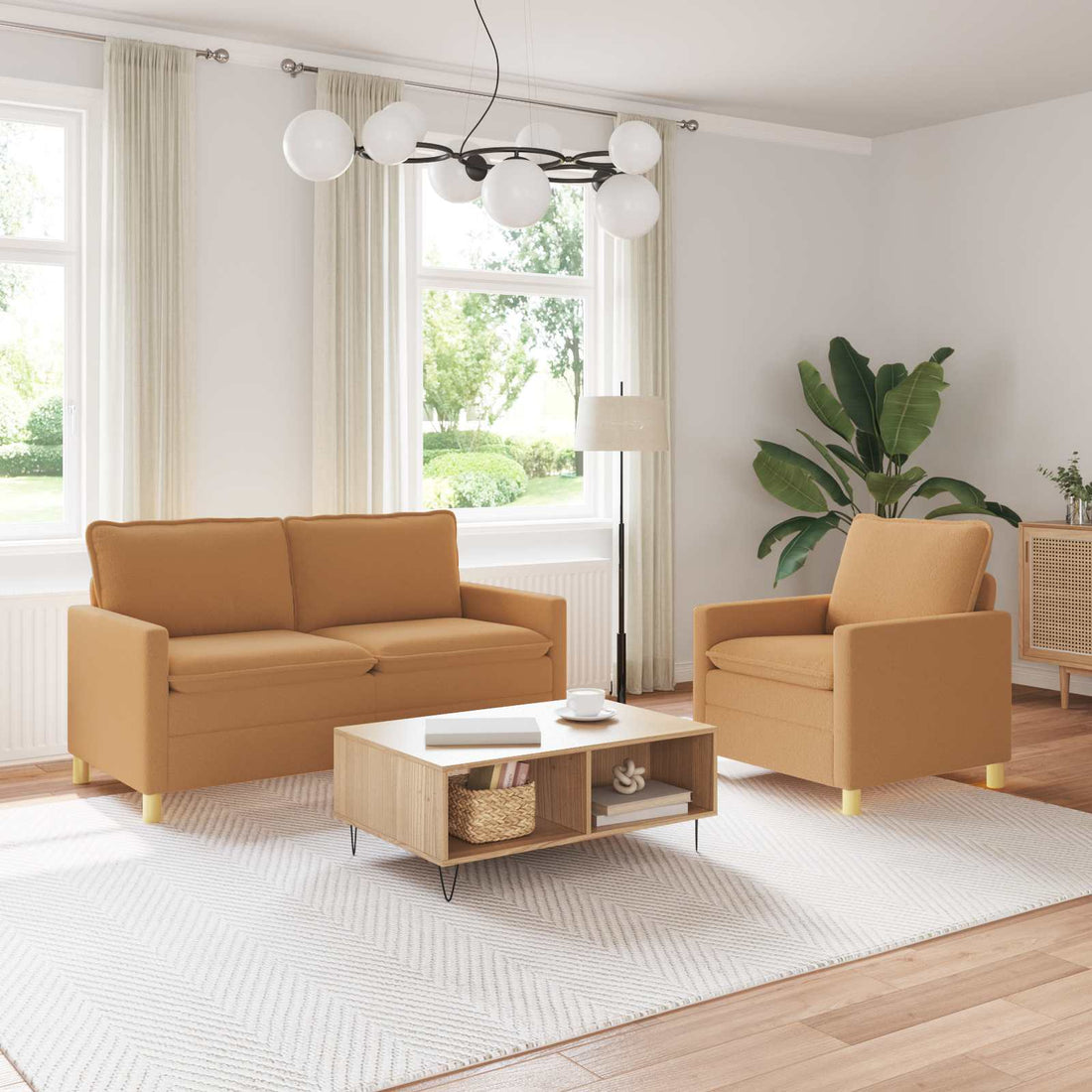 vidaXL Juego de Sofá 2 uds. Beige Tela