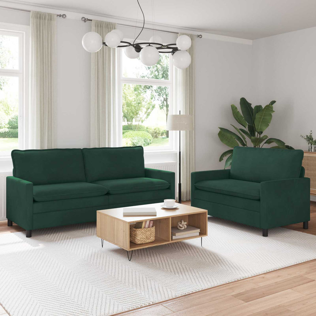 vidaXL Juego de Sofá 2 uds. Verde oscuro Terciopelo