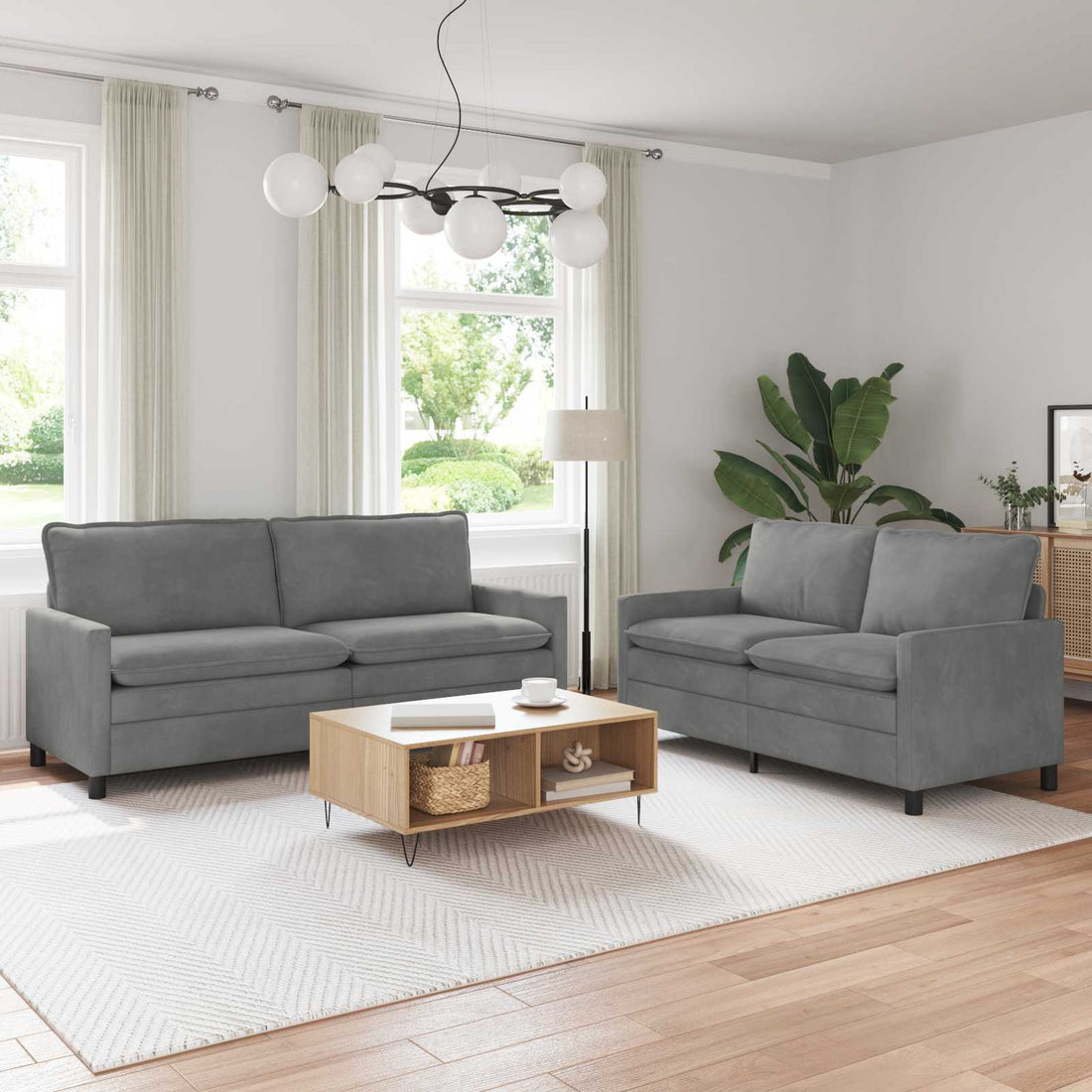 vidaXL Juego de Sofá 2 uds. Gris oscuro Terciopelo