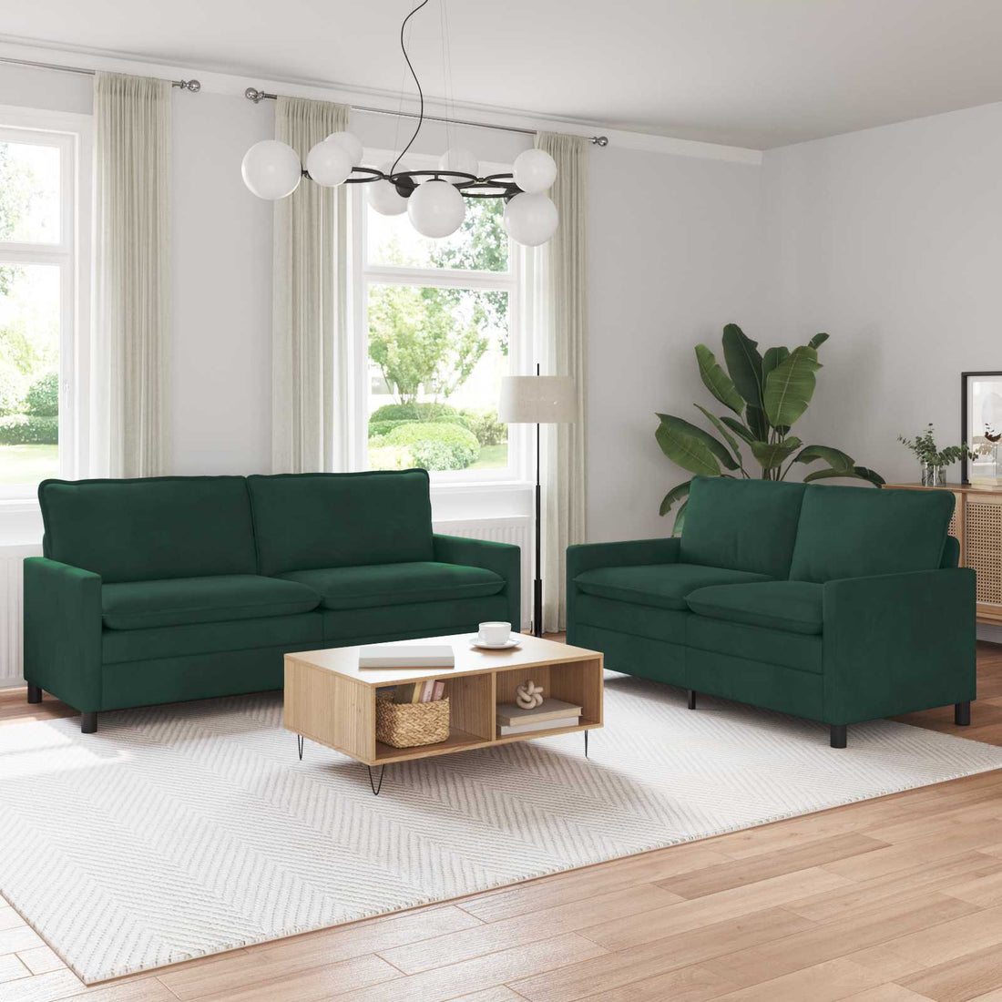 vidaXL Juego de Sofá 2 uds. Verde oscuro Terciopelo
