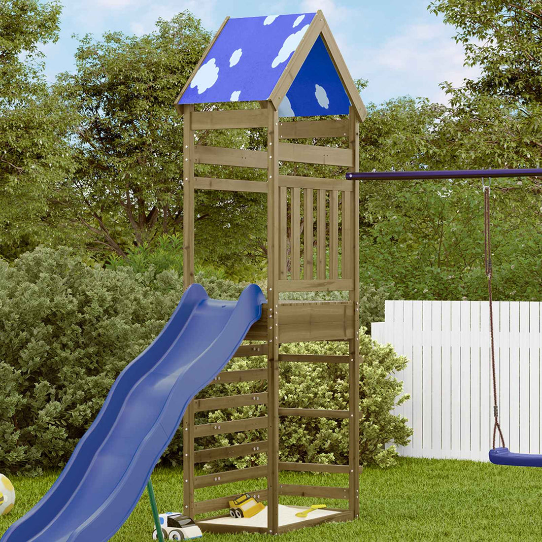 vidaXL Torre de Juego Marrón Madera Maciza Impregnada