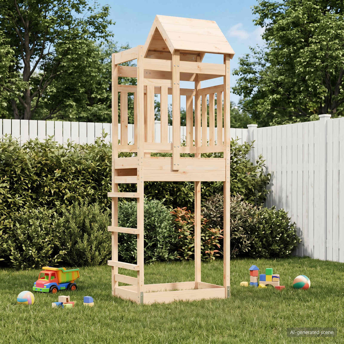 vidaXL Torre de Juego Marrón Madera de Pino Maciza