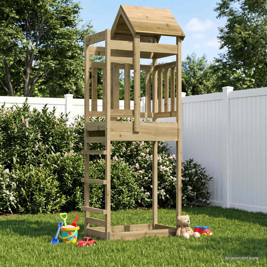 vidaXL Torre de Juego Marrón Madera Maciza Impregnada