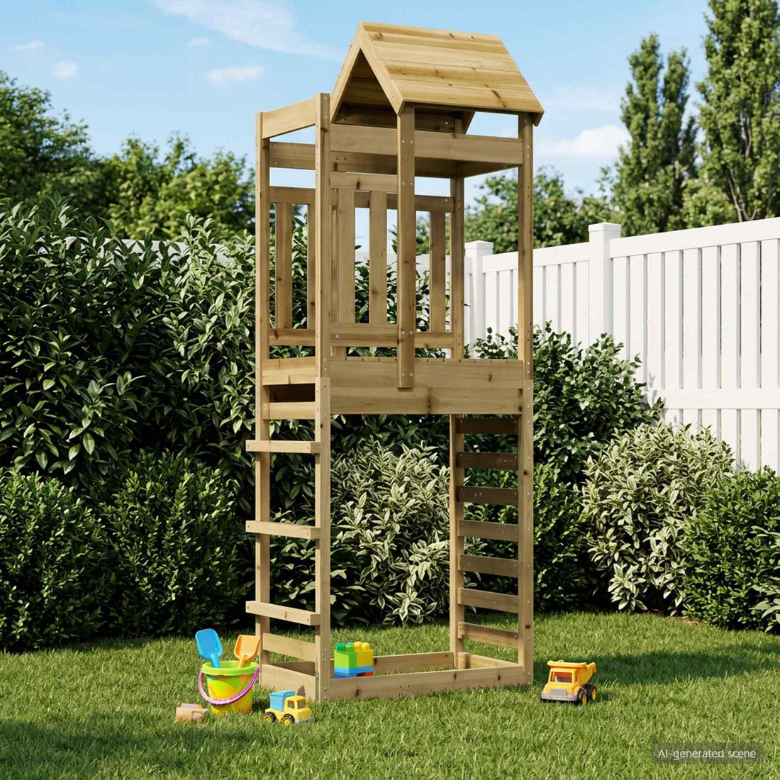 vidaXL Torre de Juego Marrón Madera Sólida Impregnada