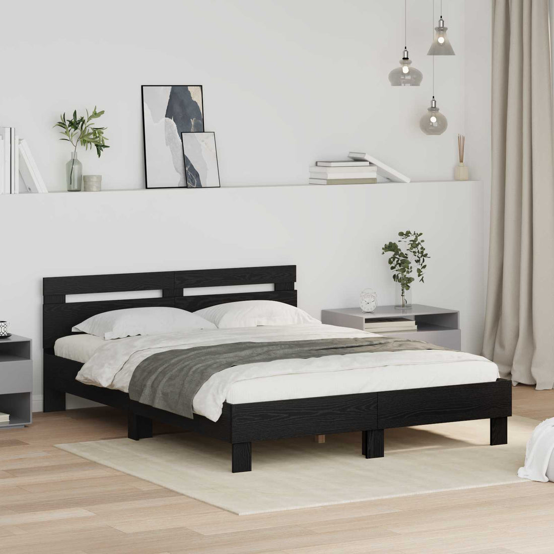 vidaXL Estructura de cama Roble Negro 160 x 200 cm