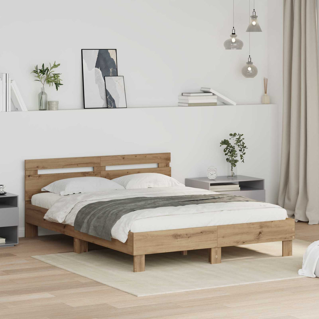 vidaXL Estructura de cama Roble artisan 120 x 200 cm