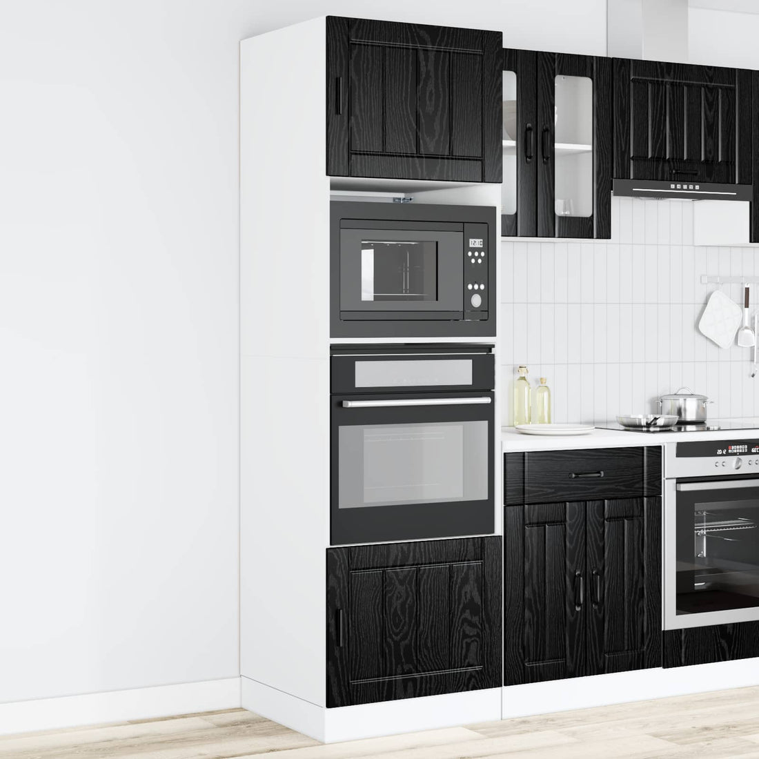 vidaXL Mueble de horno PORTO Roble Negro 60 x 57 x 207 cm