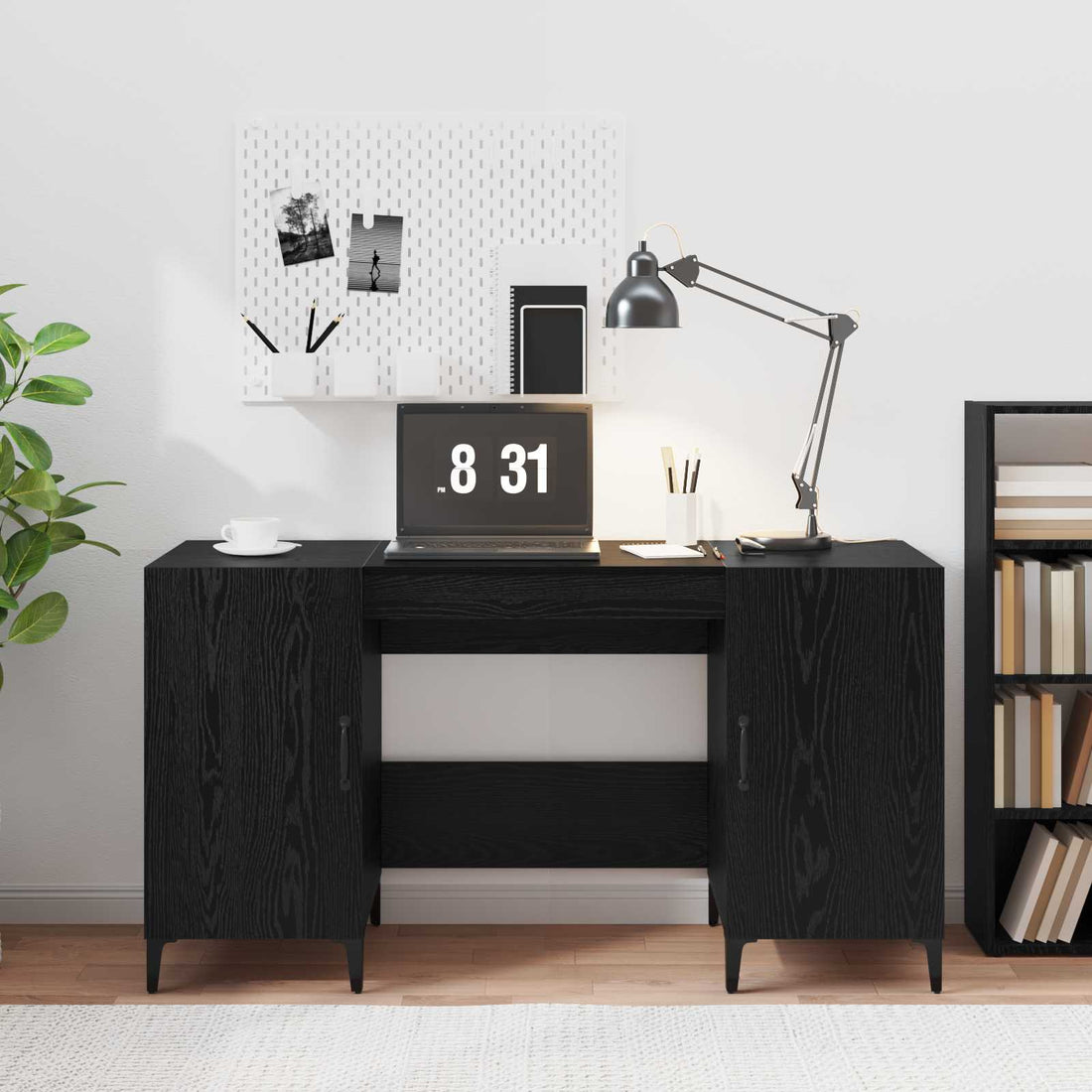 vidaXL Escritorio Roble Negro Madera de ingeniería 140 x 50 x 75 cm