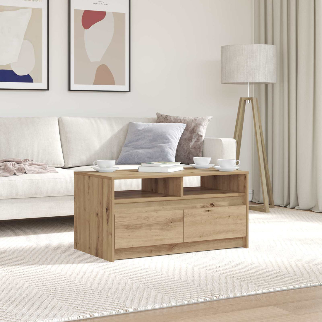 vidaXL Mesa de Café Roble artisan 90 x 50 x 45 cm Madera de ingeniería