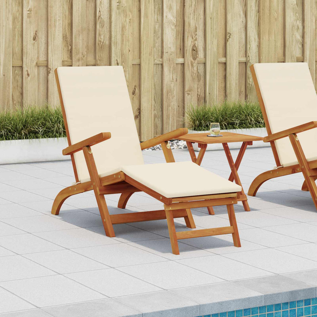 vidaXL Recliner y tumbona plegable 2 uds. Madera de Acacia Sólida