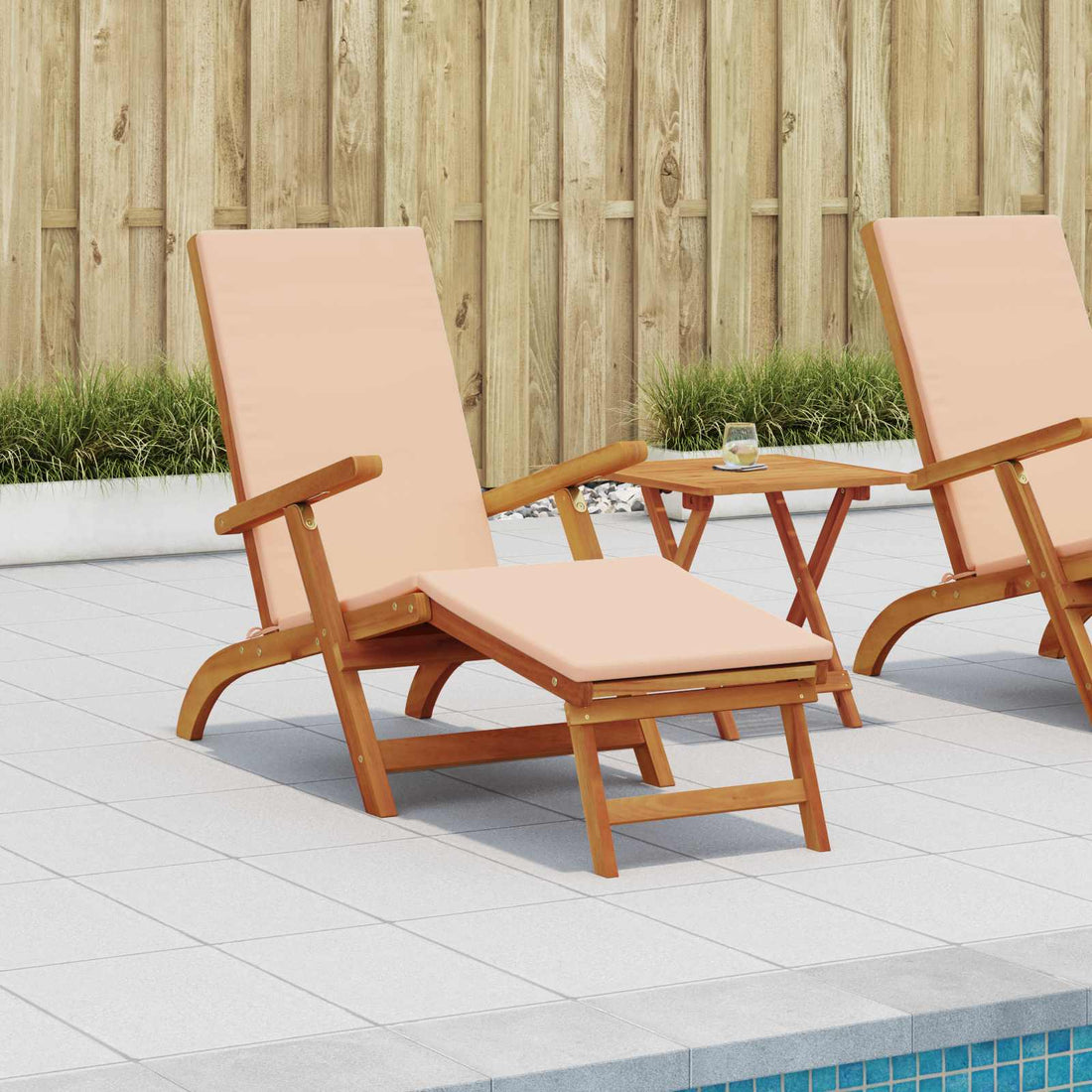vidaXL Recliner y tumbona plegable 2 uds. Madera de Acacia Sólida