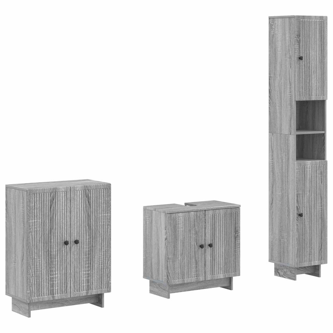 vidaXL Juego de armarios de baño de 3 piezas EDE Sonoma gris