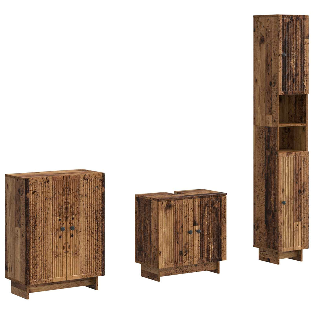 vidaXL Juego de armarios de baño de 3 piezas EDE Madera envejecida
