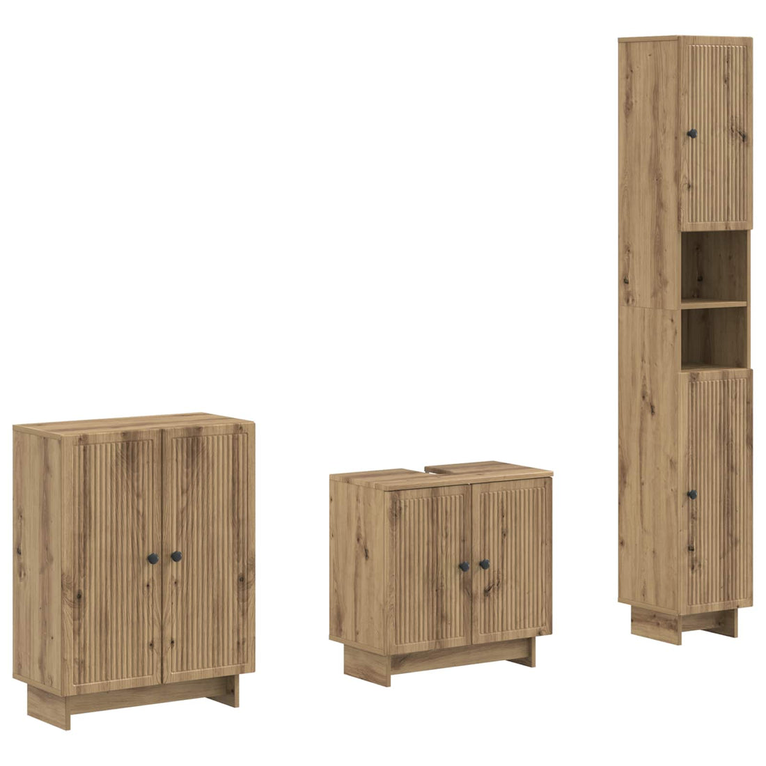 vidaXL Juego de armarios de baño de 3 piezas EDE Roble artisan