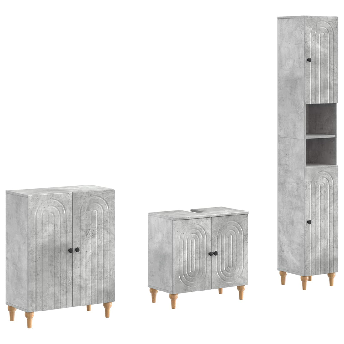 vidaXL Juego de armarios de baño de 3 piezas ALKMAAR Gris Hormigón
