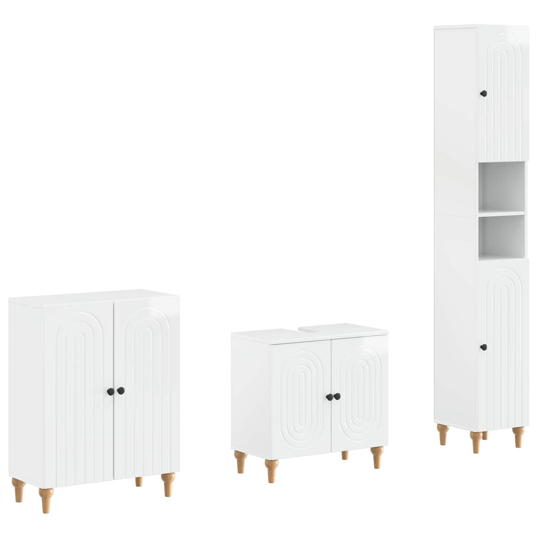 vidaXL Juego de armarios de baño de 3 piezas ALKMAAR Blanco Brillante