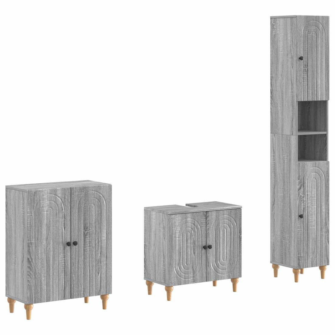 vidaXL Juego de armarios de baño de 3 piezas ALKMAAR Sonoma gris