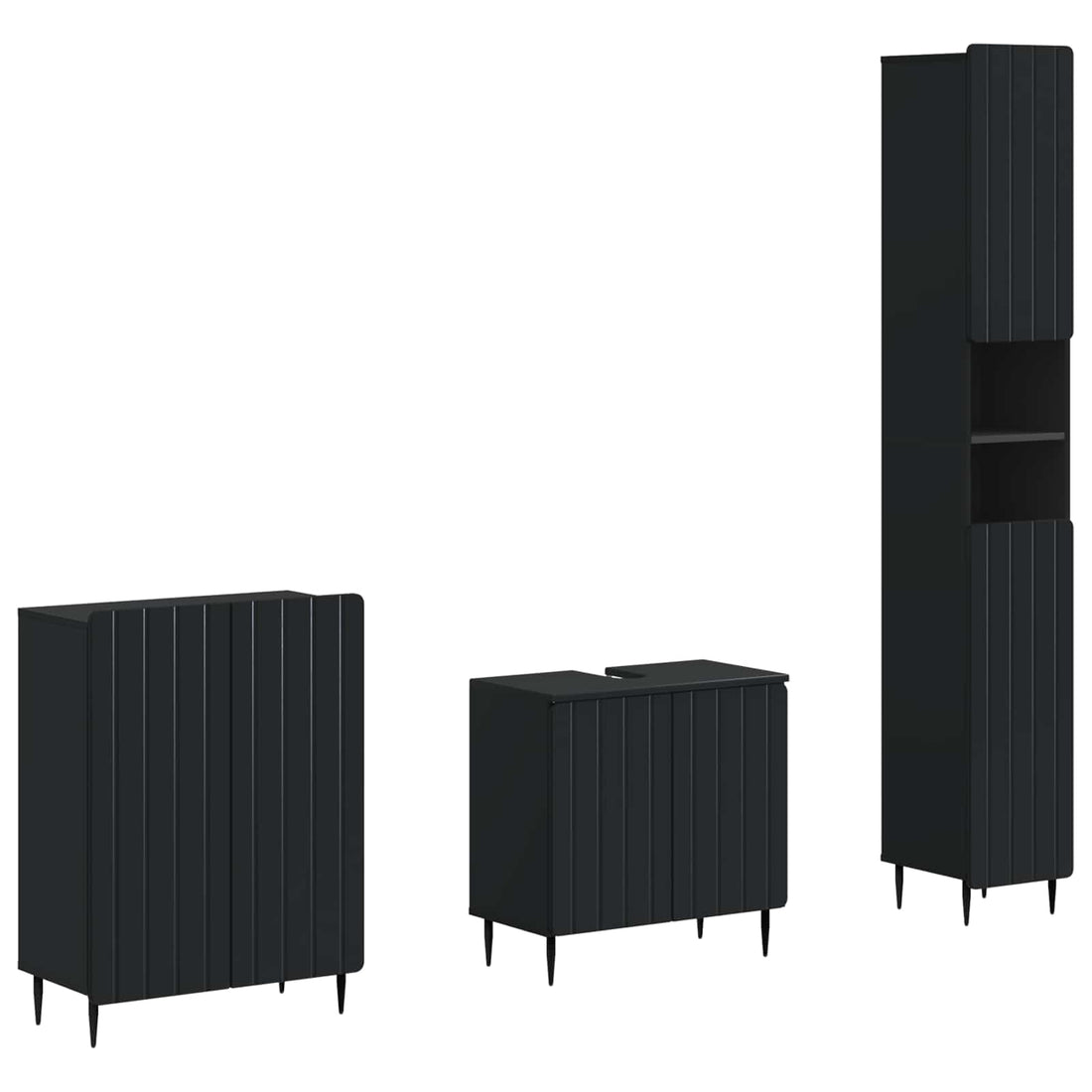 vidaXL Juego de armarios de baño de 3 piezas ZWOLLE Negro