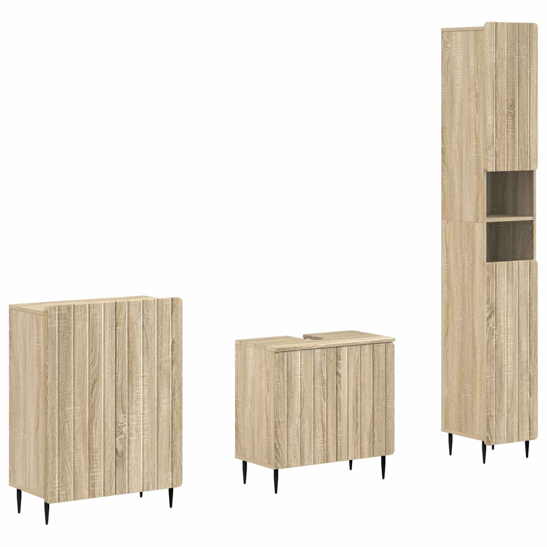 vidaXL Juego de armarios de baño de 3 piezas ZWOLLE Roble Sonoma