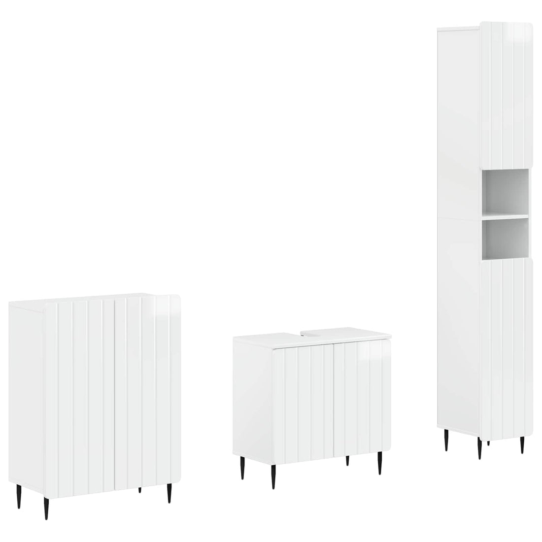 vidaXL Juego de armarios de baño de 3 piezas ZWOLLE Blanco Brillante