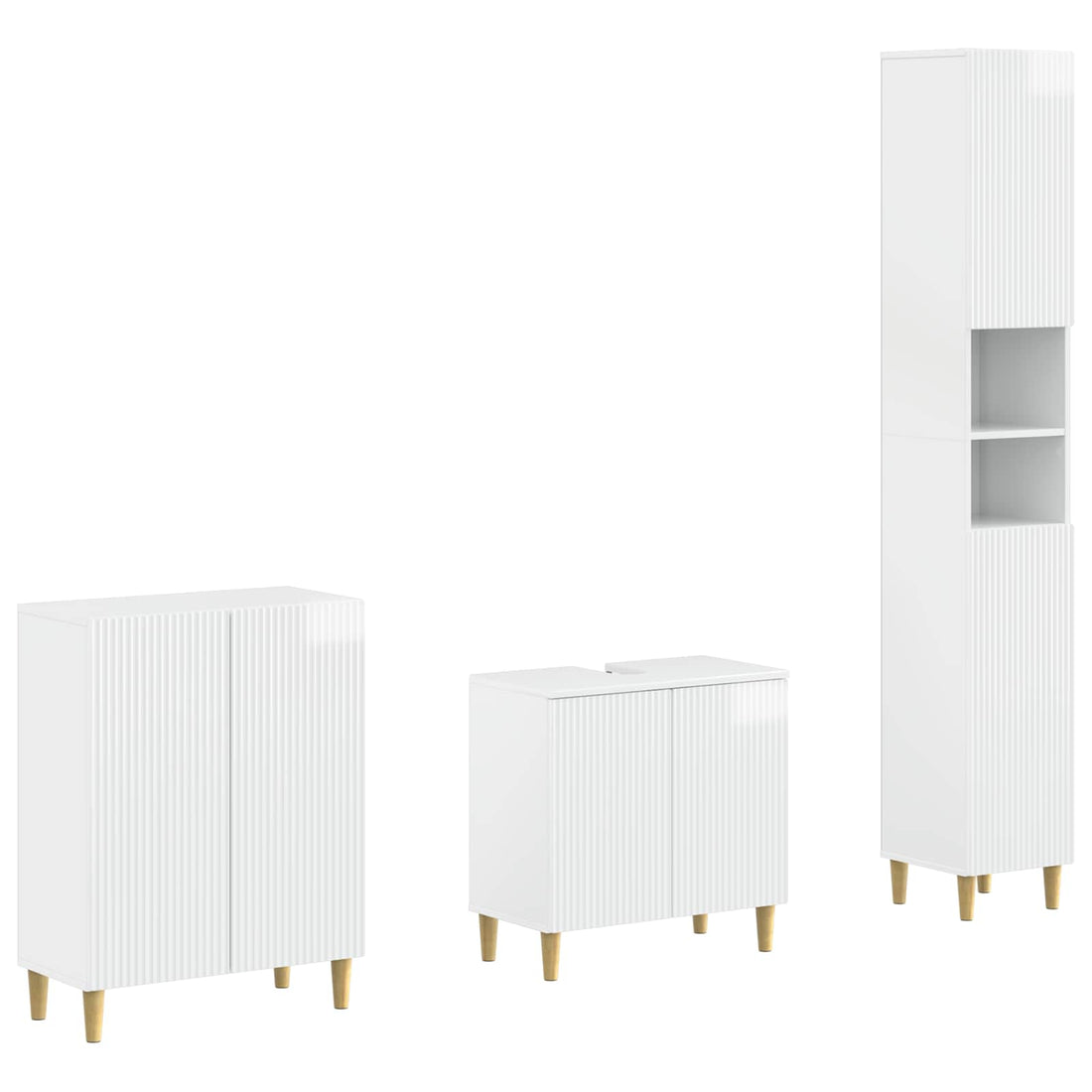 vidaXL Juego de armarios de baño de 3 piezas ARNHEM Blanco Brillante