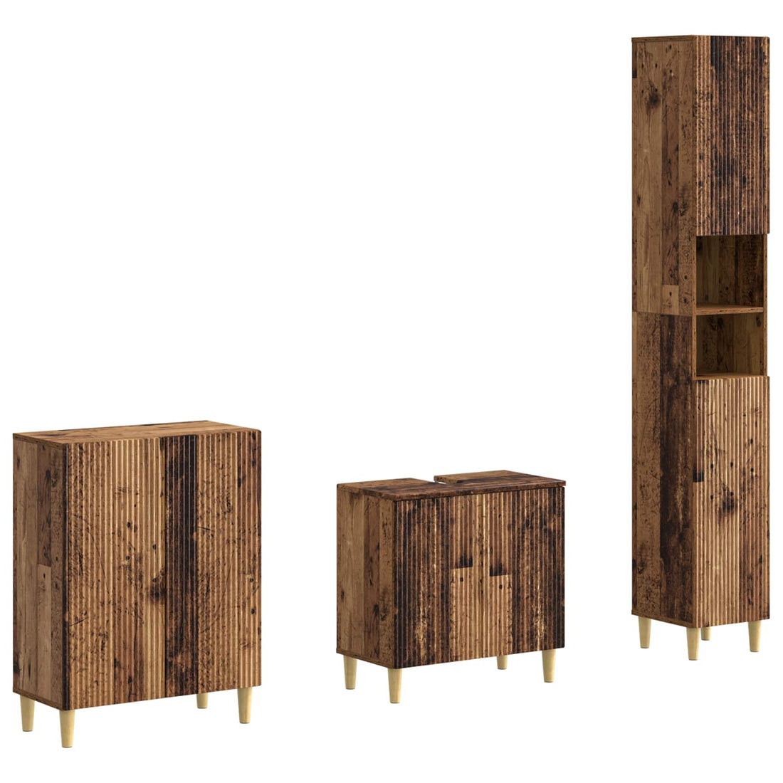 vidaXL Juego de armarios de baño de 3 piezas ARNHEM Madera envejecida