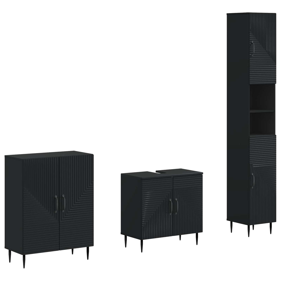 vidaXL Juego de armarios de baño de 3 piezas HAARLEM Negro