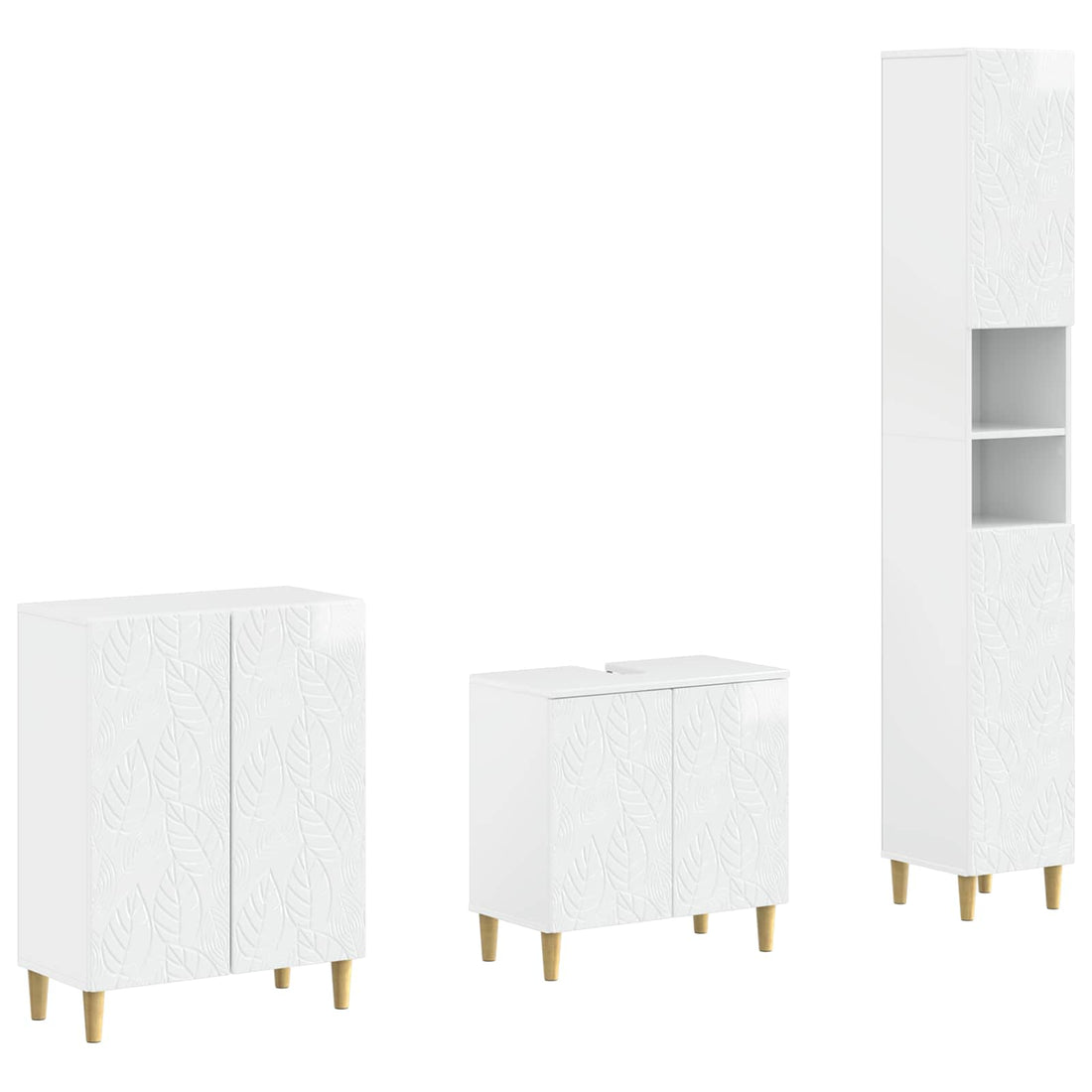 vidaXL Juego de armarios de baño de 3 piezas DELFT Blanco Brillante
