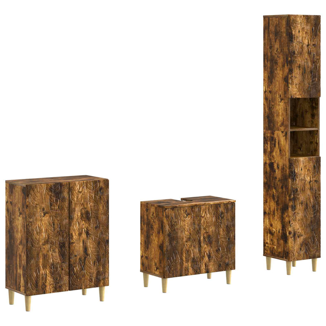 vidaXL Juego de armarios de baño de 3 piezas DELFT Roble Ahumado
