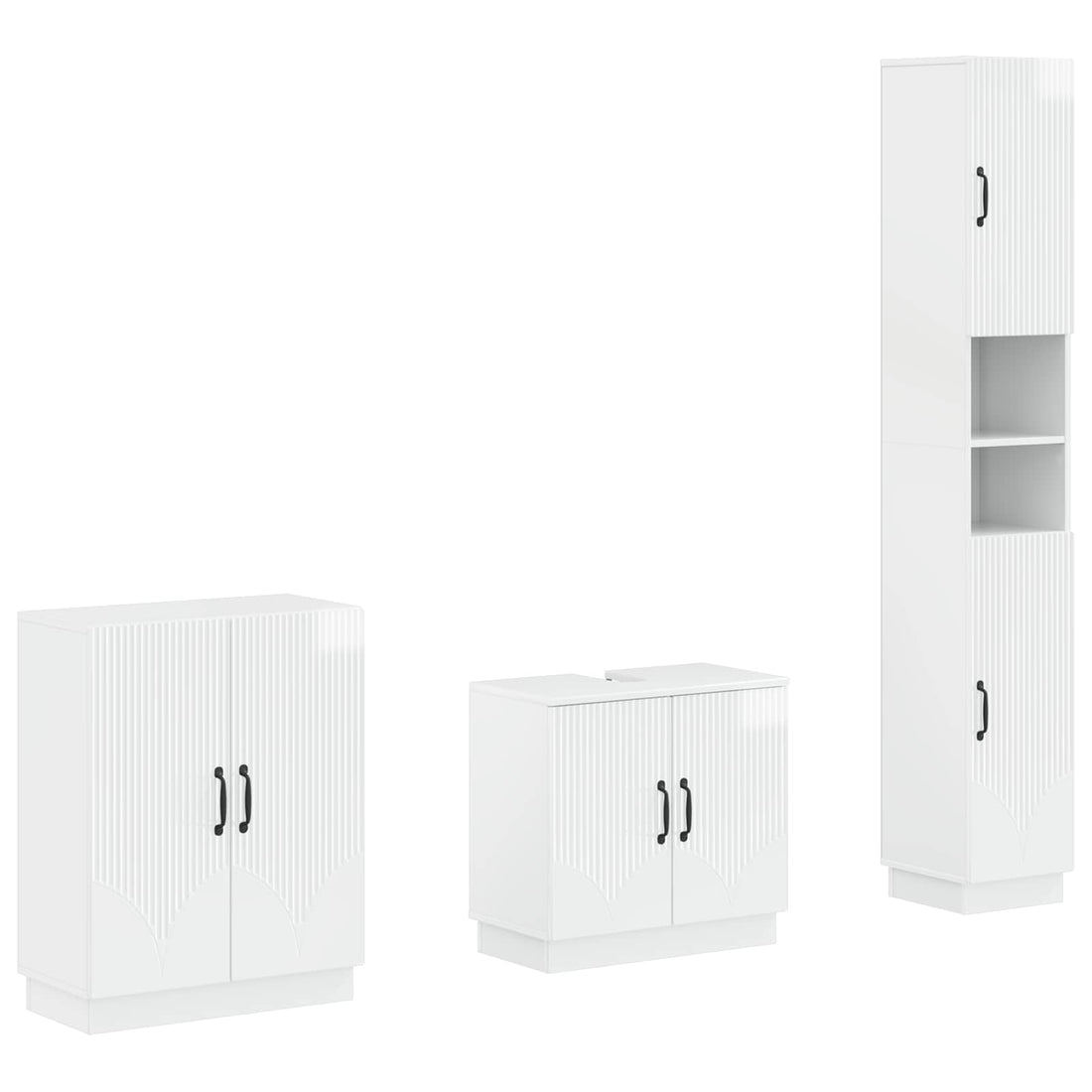 vidaXL Juego de armarios de baño de 3 piezas HOORN Blanco Brillante