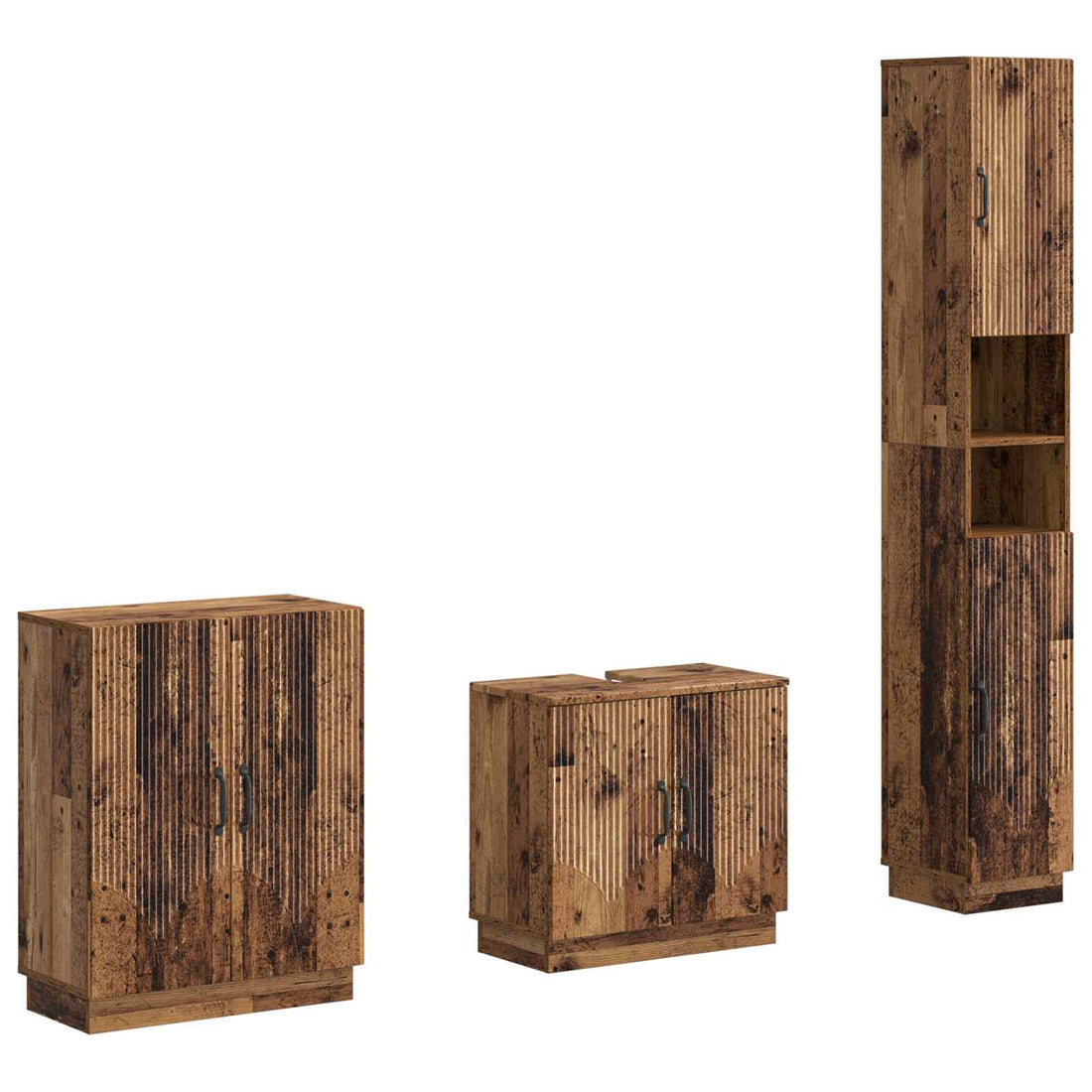 vidaXL Juego de armarios de baño de 3 piezas HOORN Madera envejecida