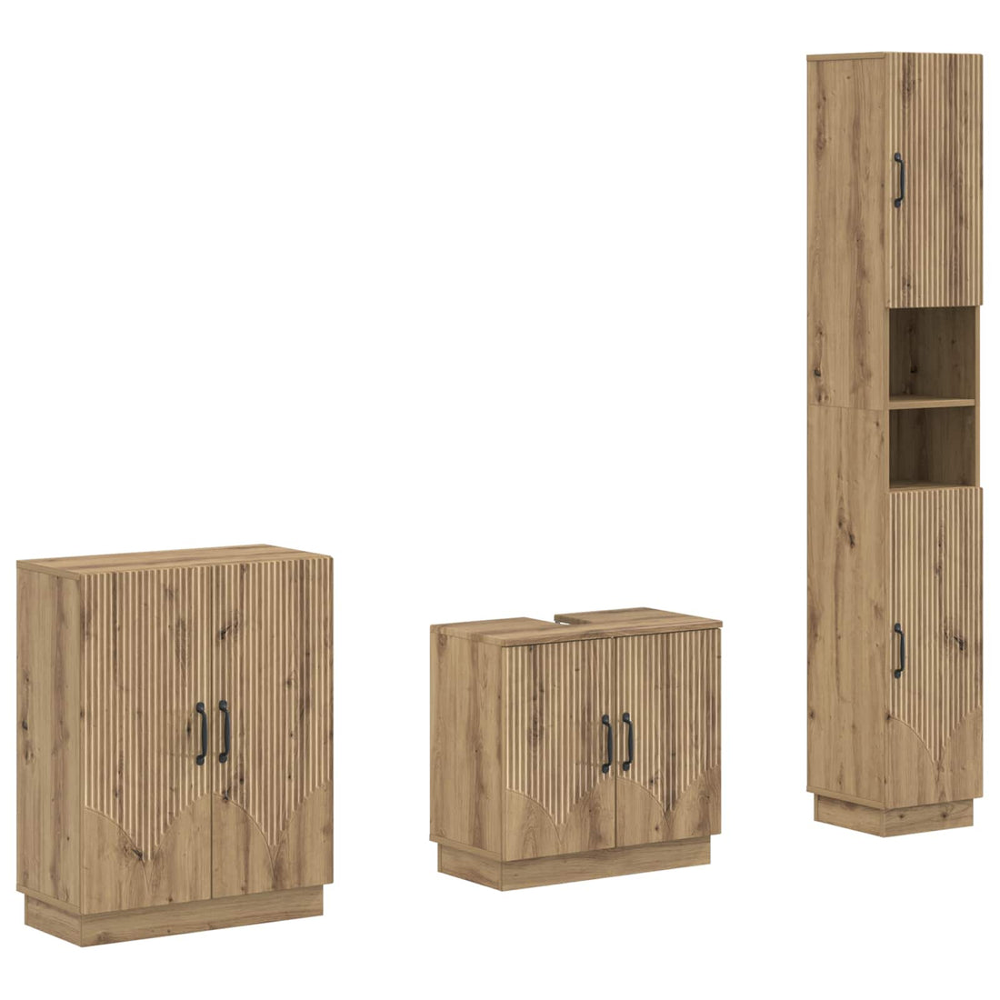 vidaXL Juego de armarios de baño de 3 piezas HOORN Roble artisan
