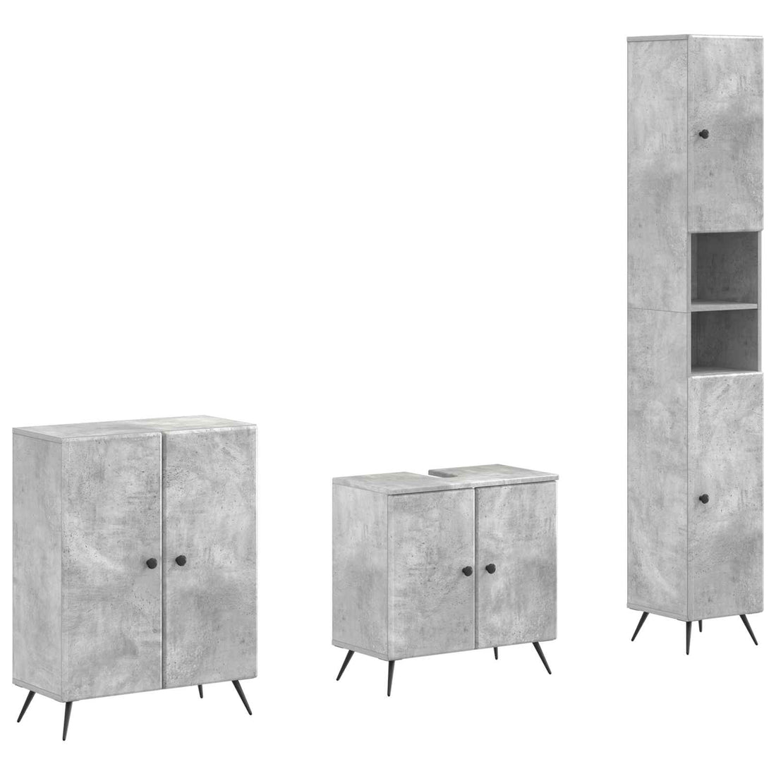 vidaXL Juego de armarios de baño de 3 piezas BREDA Gris Hormigón